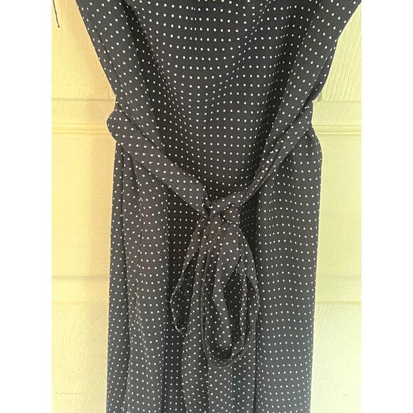 Lane Bryant Navy Blue Polka Dot Flutter Sleeve Midi Faux Wrap Dress Size 22 - Picture 11 of 12
